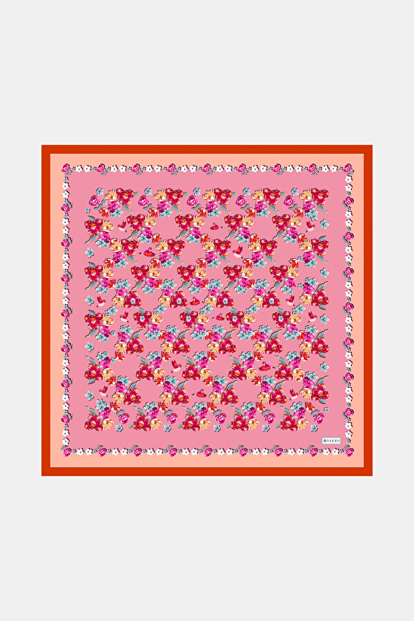 FUCHSIA FLORAL PATTERN TWILL BANDANA