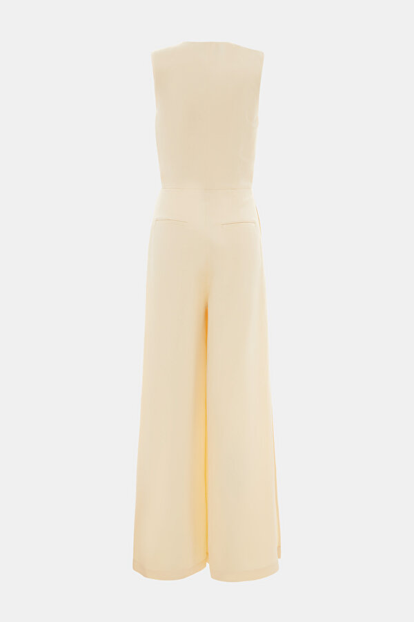 YELLOW V NECK SLEEVELESS JUMPSUIT 7