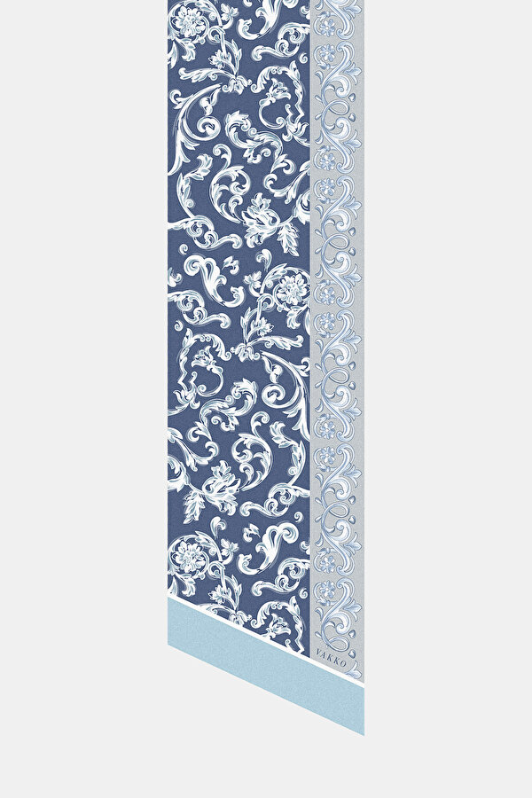 SILVER BAROC DESIGN TWILL FOULARD