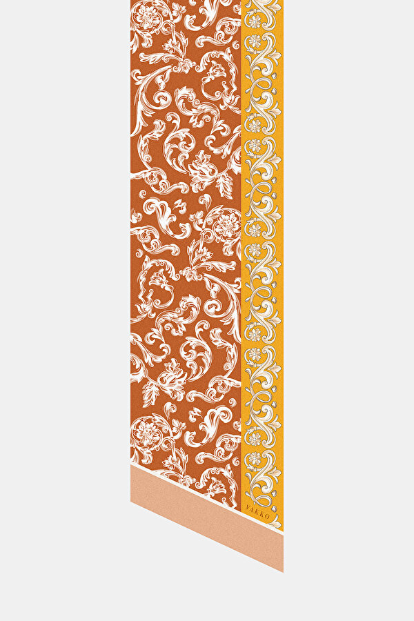 YELLOW BAROC DESIGN TWILL FOULARD
