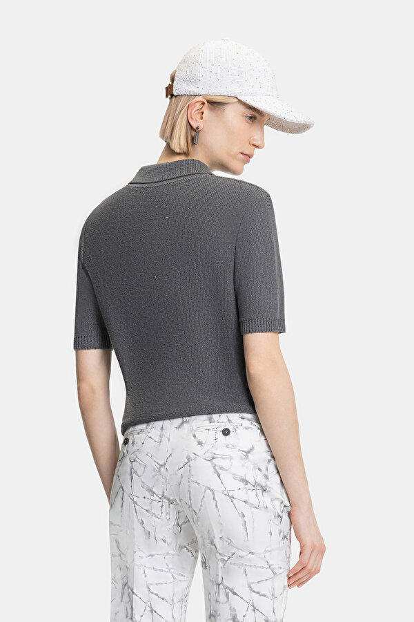 GREY POLO NECK SHORT SLEEVE BLOUSE 2