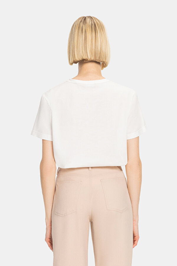 WHITE BASIC / ROUND NECKLINE SHORT SLEEVE TSHIRT 2