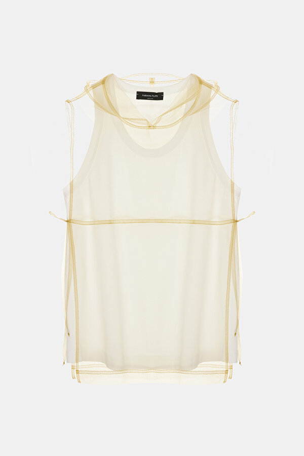 WHITE HOODIE SLEEVELESS BLOUSE 6