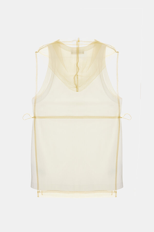 WHITE HOODIE SLEEVELESS BLOUSE 7