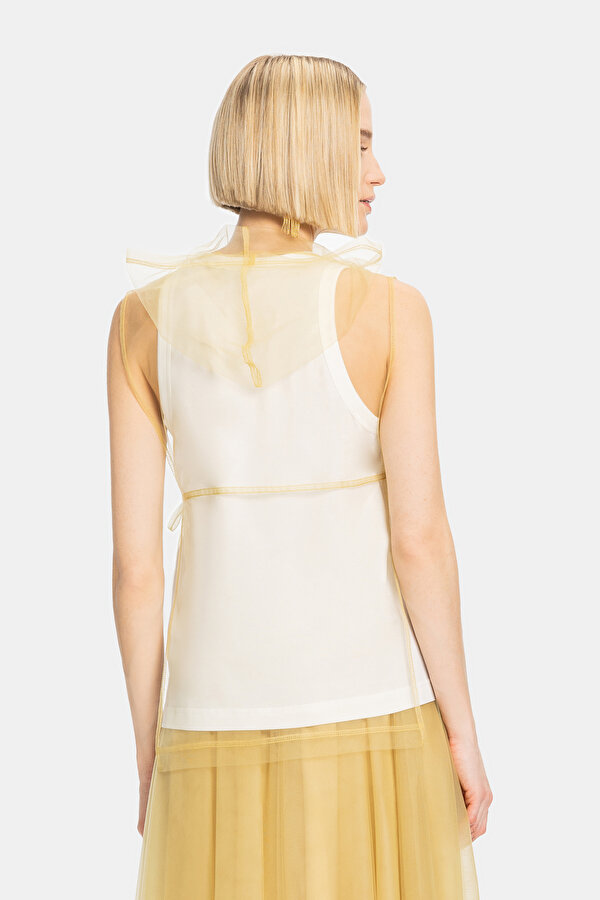 WHITE HOODIE SLEEVELESS BLOUSE 2