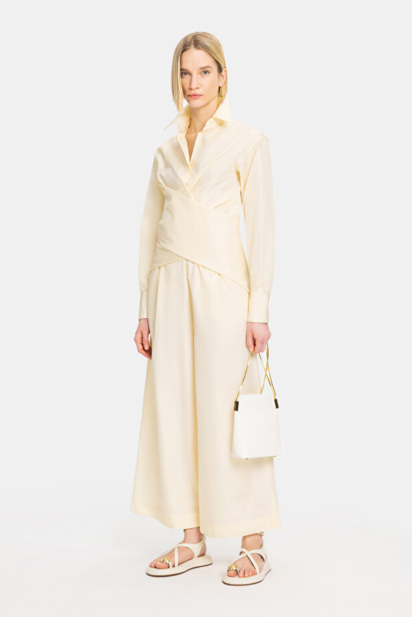 ECRU WIDE LEG TROUSERS
