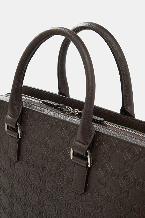 BROWN MONOGRAM LEATHER BAG 6