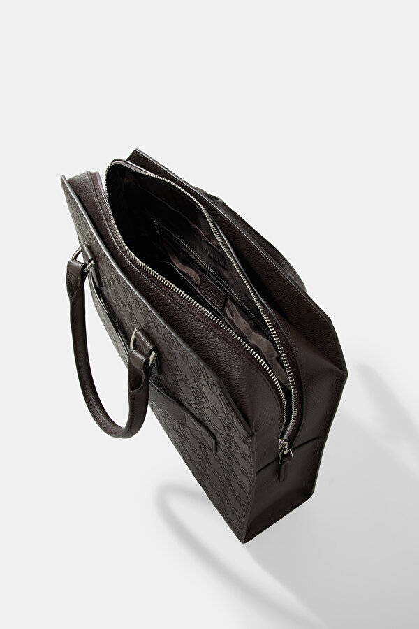 BROWN MONOGRAM LEATHER BAG 7