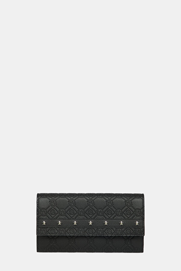 BLACK MONOGRAM LEATHER WALLET