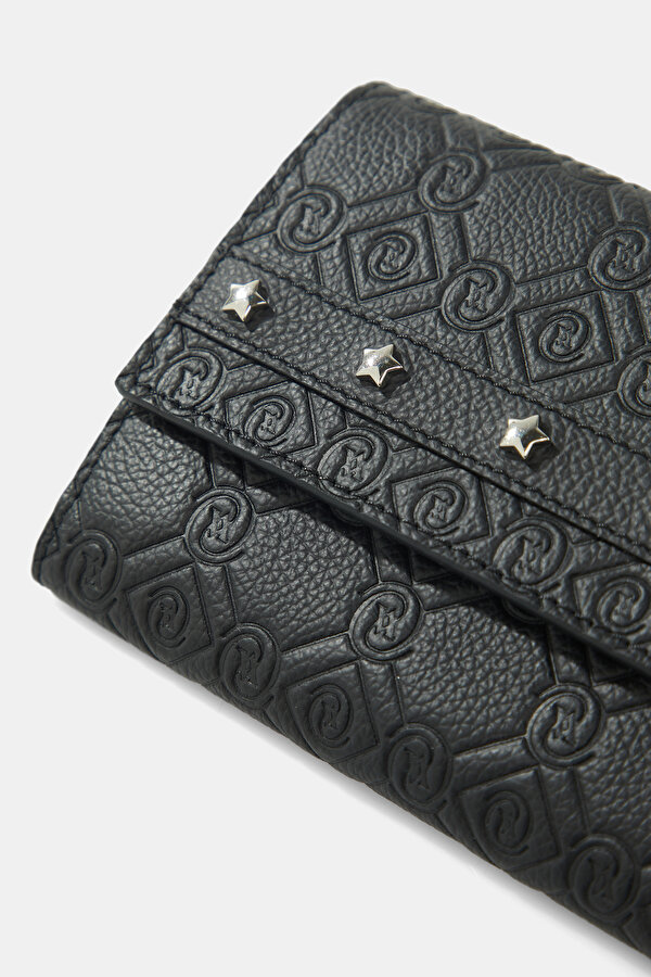 BLACK MONOGRAM LEATHER WALLET 6
