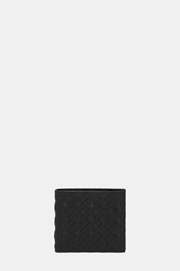 BLACK MONOGRAM LEATHER WALLET
