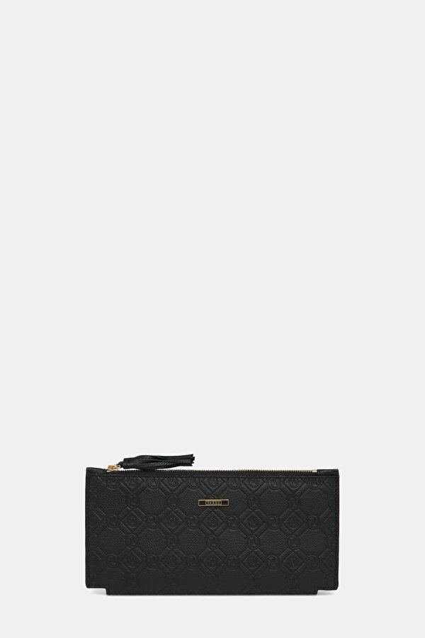 BLACK MONOGRAM LEATHER WALLET