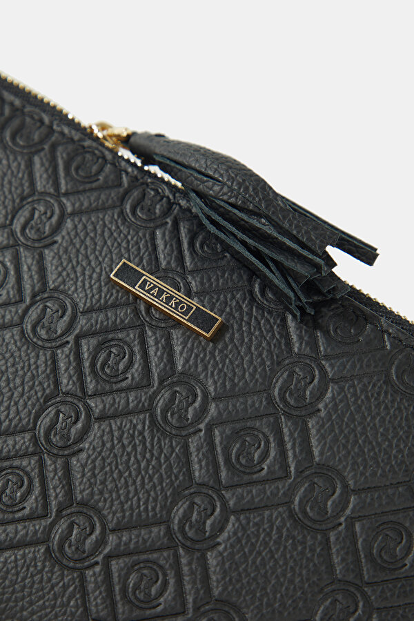 BLACK MONOGRAM LEATHER WALLET 6