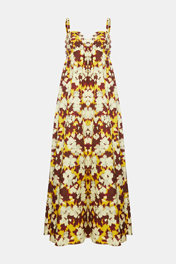 MULTICOLOR FLORAL PATTERN MAXI DRESS