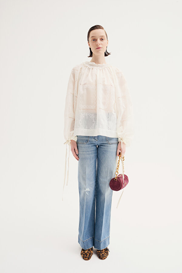 BLUE WIDE LEG TROUSERS