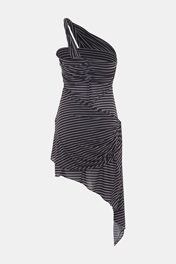 ECRU STRIPED PATTERNED MINI DRESS 2