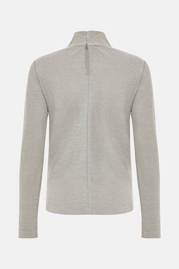 GREY UPRIGHT COLLAR LONG SLEEVE TSHIRT 2