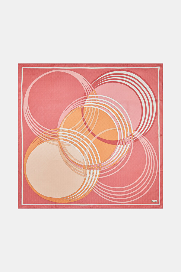 PEMBE GEOMETRİK DESENLİ FASONE EŞARP