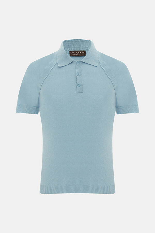 WATER GREEN POLO NECK SHORT SLEEVE TSHIRT