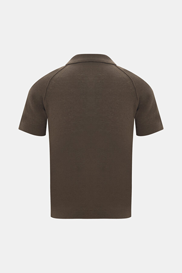 BROWN POLO NECK SHORT SLEEVE TSHIRT 2