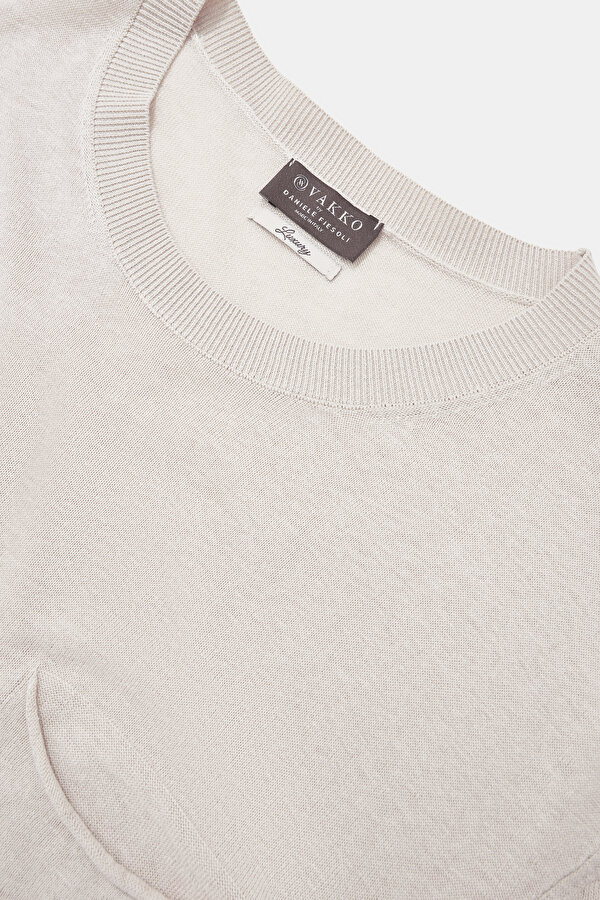 BEIGE BASIC / ROUND NECKLINE SHORT SLEEVE TSHIRT 7