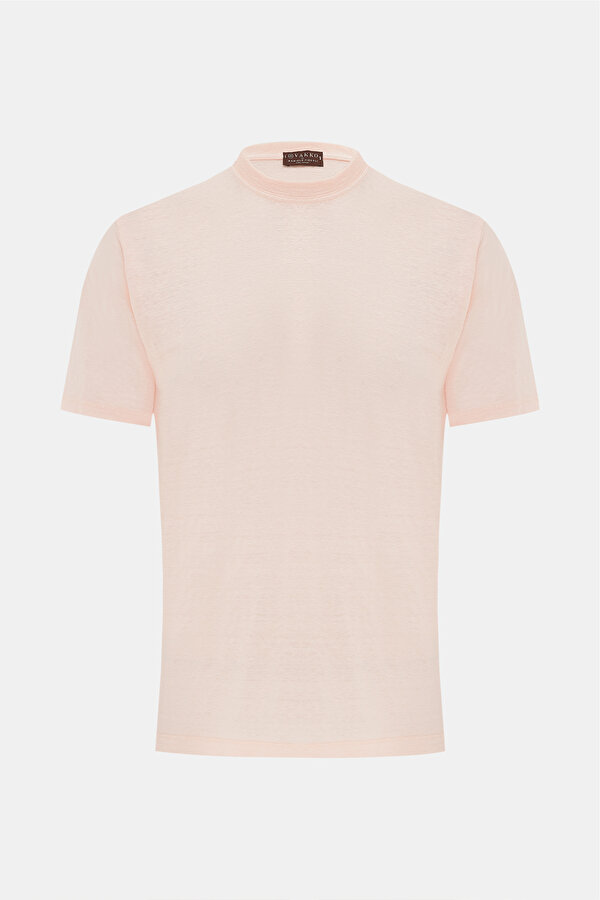 PEMBE O YAKA KISA KOLLU T-SHIRT