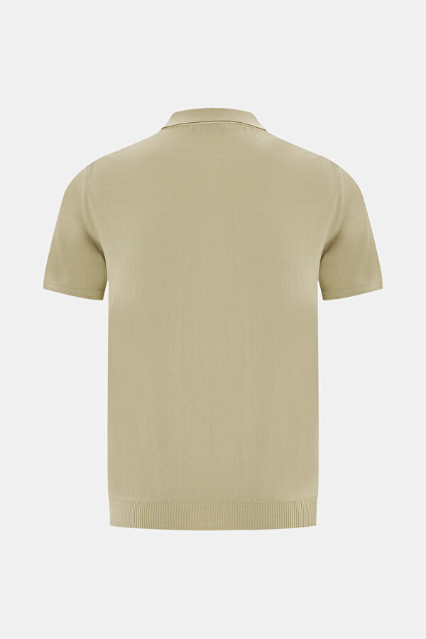 BEIGE POLO NECK SHORT SLEEVE TSHIRT 2