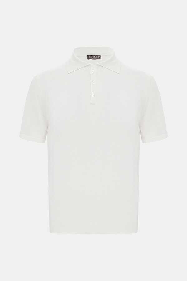 ECRU POLO NECK SHORT SLEEVE TSHIRT