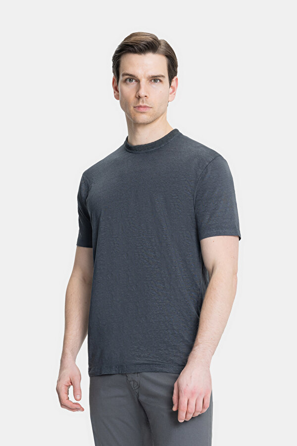 ANTRASİT O YAKA KISA KOLLU T-SHIRT