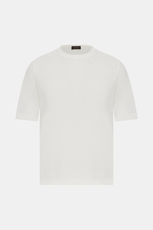 BEYAZ O YAKA KISA KOLLU T-SHIRT