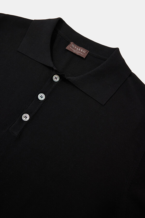 BLACK POLO NECK SHORT SLEEVE TSHIRT 7