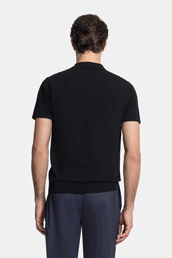 BLACK POLO NECK SHORT SLEEVE TSHIRT 2