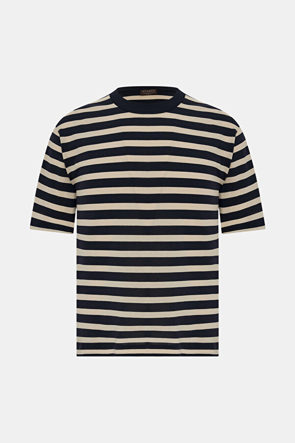 LACİVERT O YAKA KISA KOLLU T-SHIRT