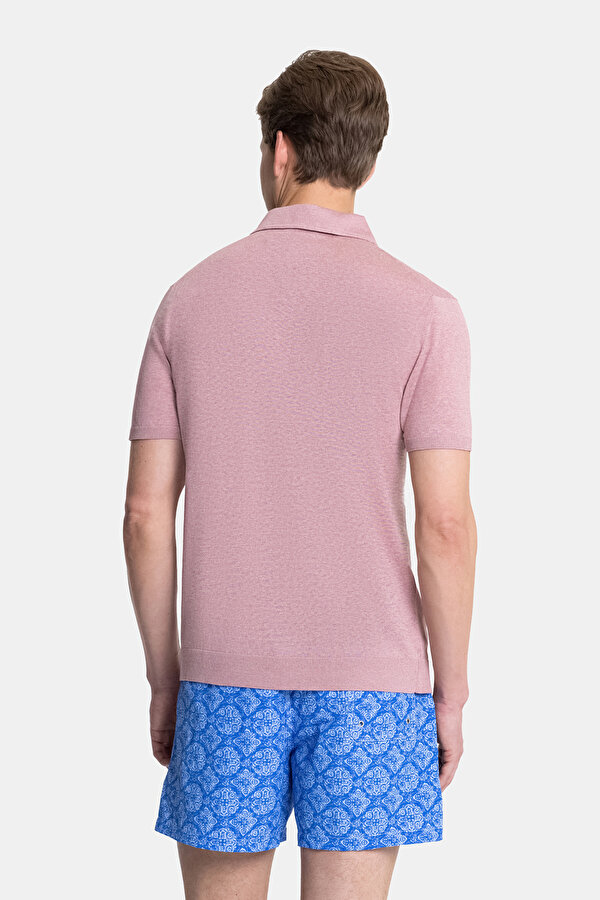 GÜL KURUSU POLO YAKA KISA KOLLU T-SHIRT 2