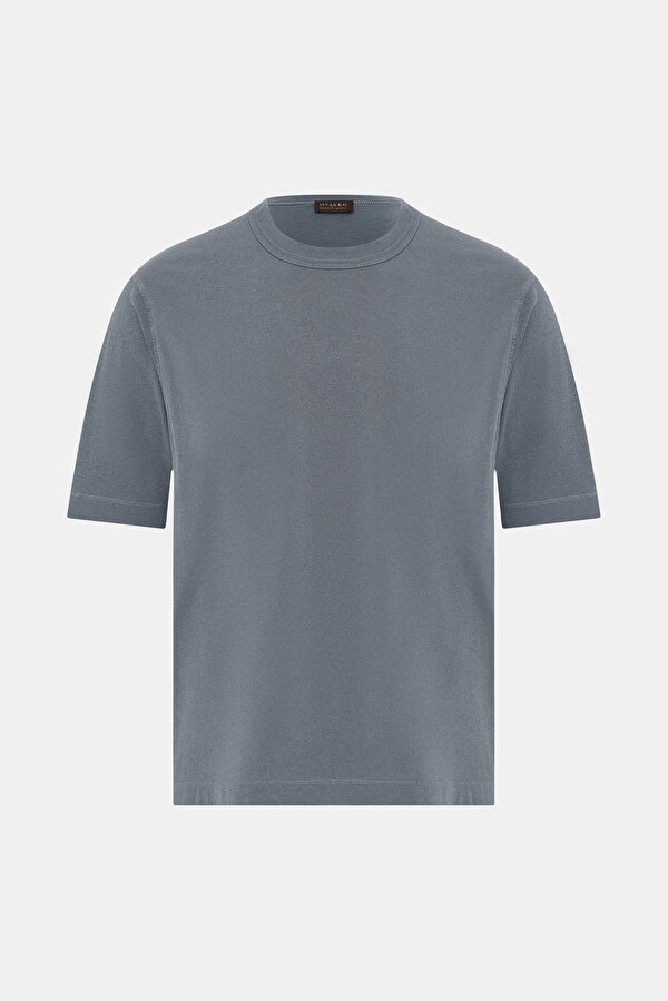 LACİVERT O YAKA KISA KOLLU T-SHIRT