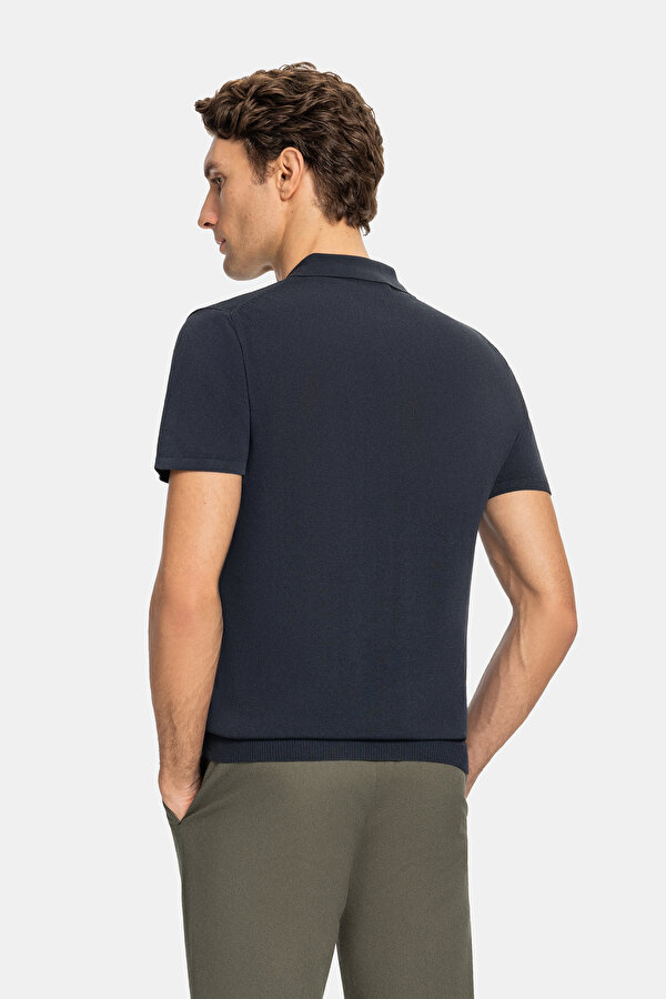 NAVY BLUE POLO NECK SHORT SLEEVE TSHIRT 2