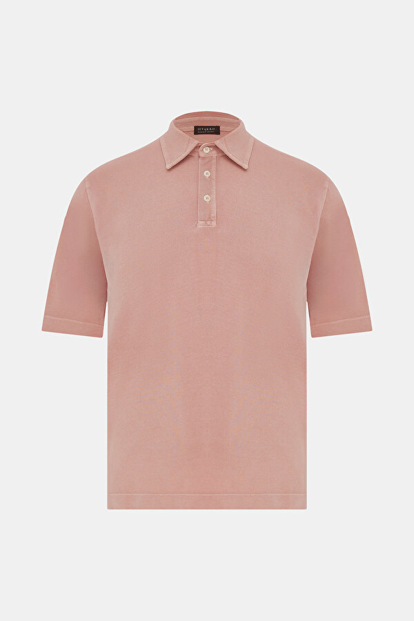 PEMBE POLO YAKA KISA KOLLU T-SHIRT