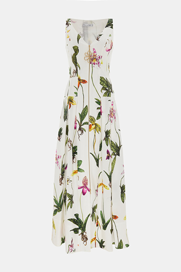 MULTİCOLOR FLORAL PATTERN MİDİ DRESS