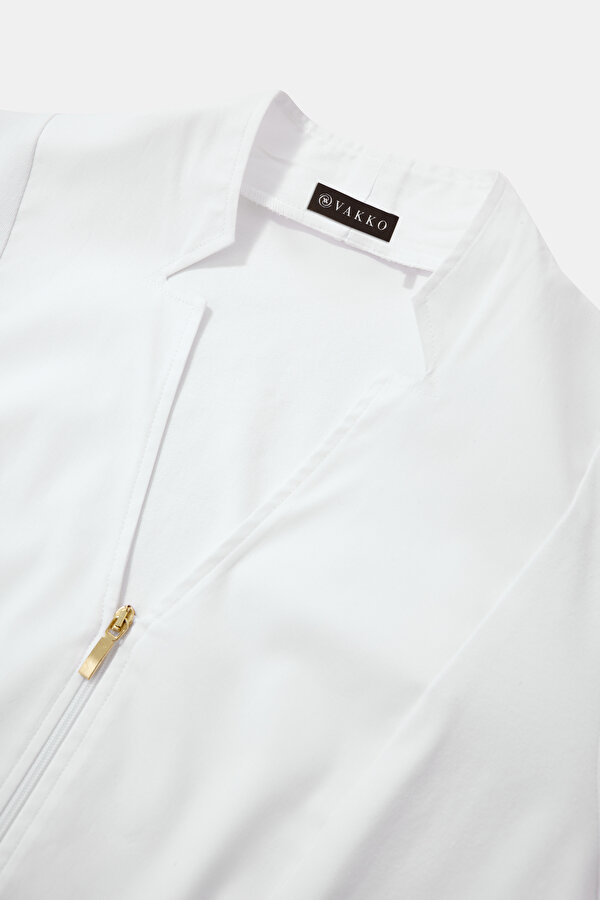 WHITE V NECK LONG SLEEVE BLOUSE 6