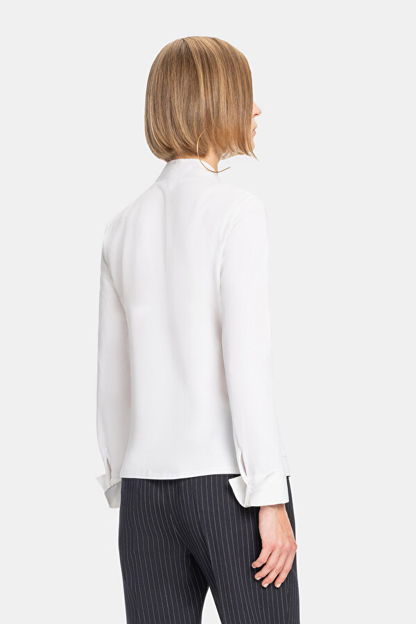 WHITE V NECK LONG SLEEVE BLOUSE 2