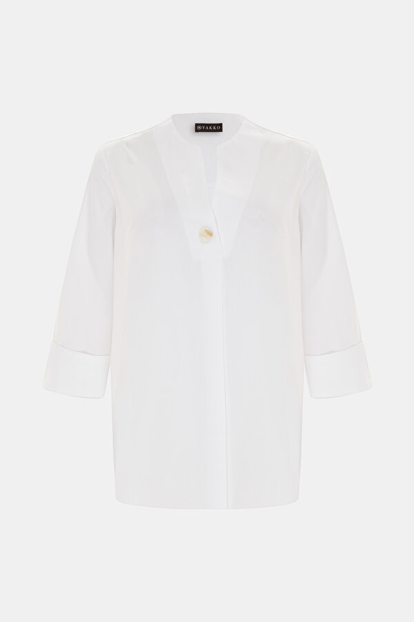 WHITE 3/4 SLEEVES SHIRT