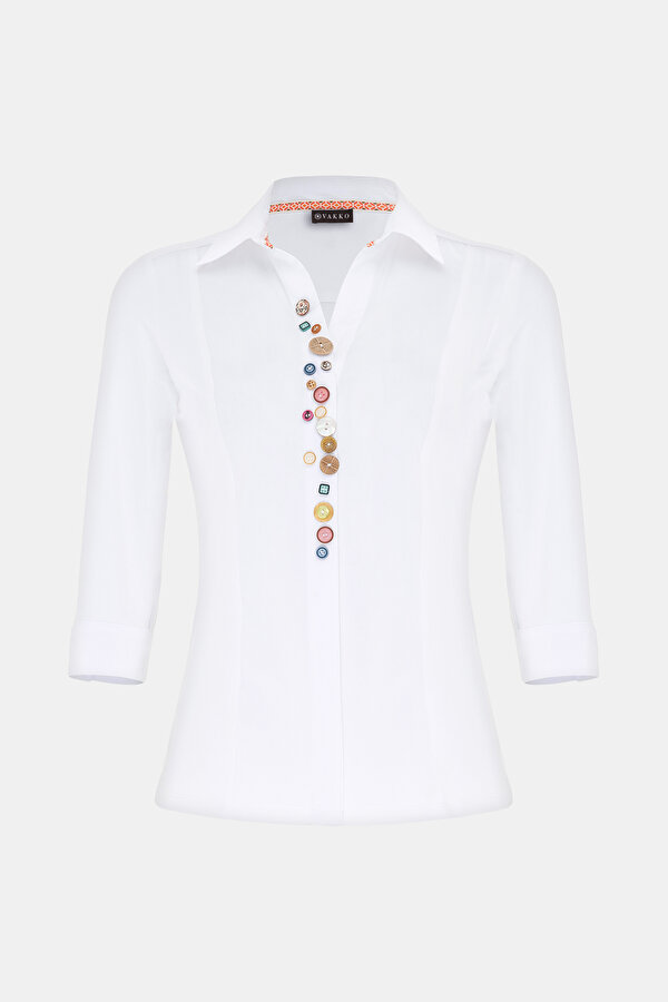 WHITE 3/4 SLEEVES SHIRT 6