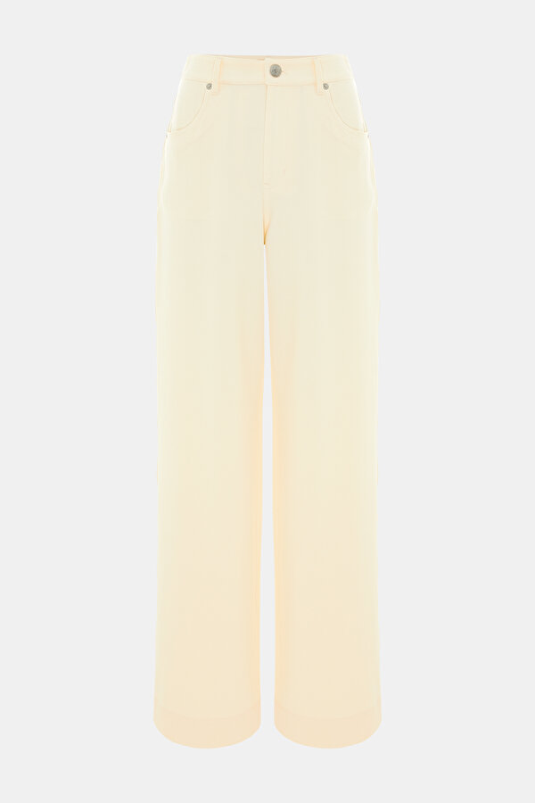 ECRU WIDE LEG TROUSERS