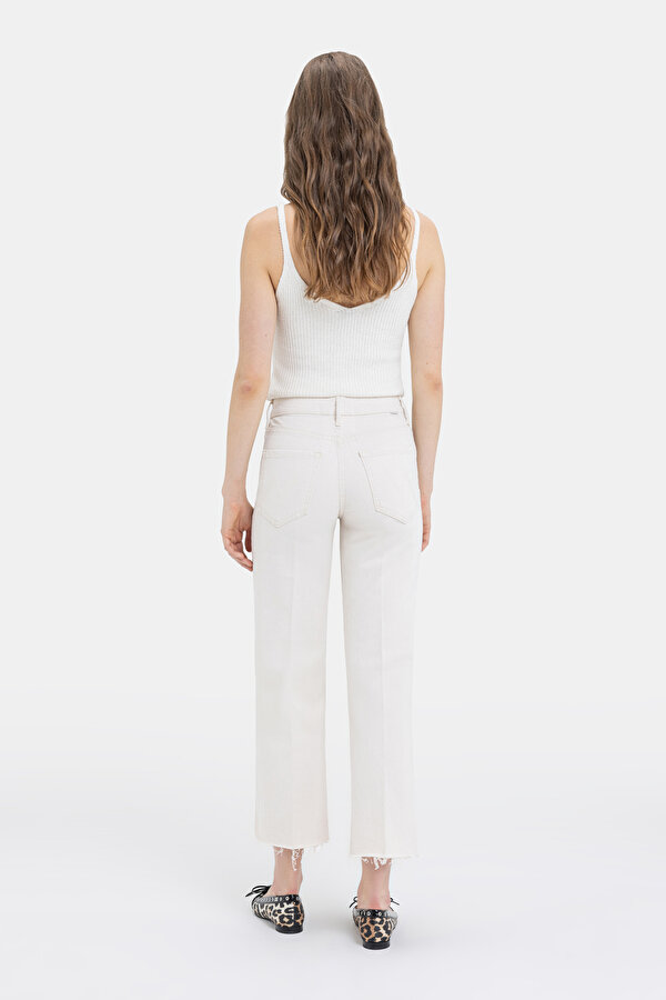 CREAM WIDE LEG TROUSERS 6