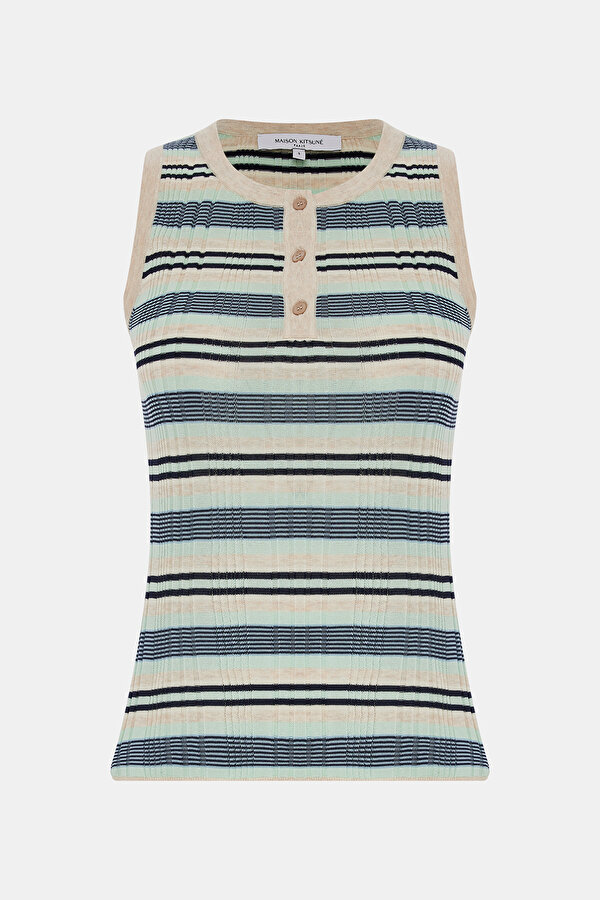 MULTİCOLOR STRİPED PATTERNED SLEEVELESS SUSPENDER BLOUSE