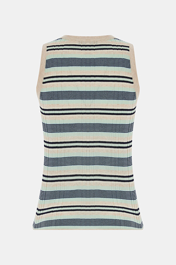 MULTİCOLOR STRİPED PATTERNED SLEEVELESS SUSPENDER BLOUSE 2