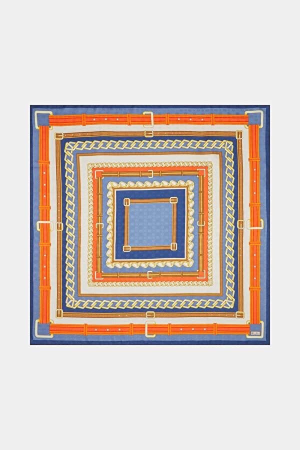 NAVY BLUE LOCKSTITCH JAQUARD SCARF