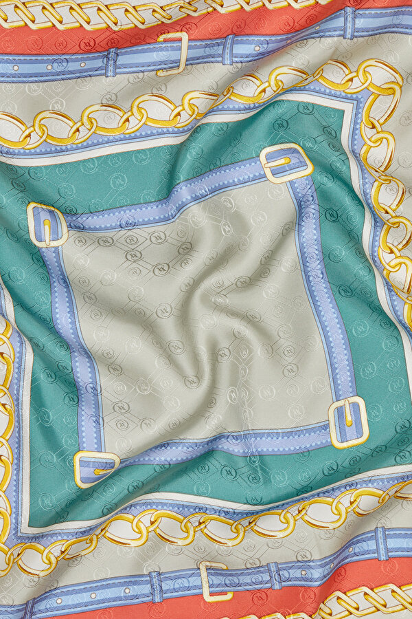 LIGHT GREEN LOCKSTITCH JAQUARD SCARF 2