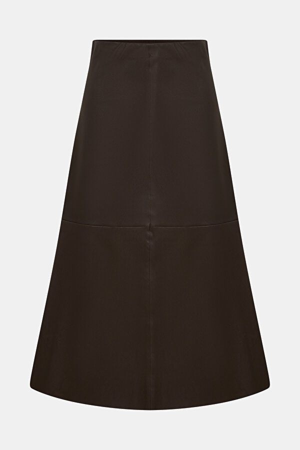 DARK BROWN LEATHER SKIRT