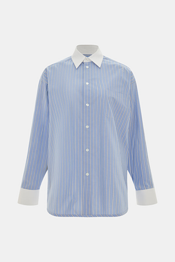 WHITE STRIPED PATTERNED SHIRT